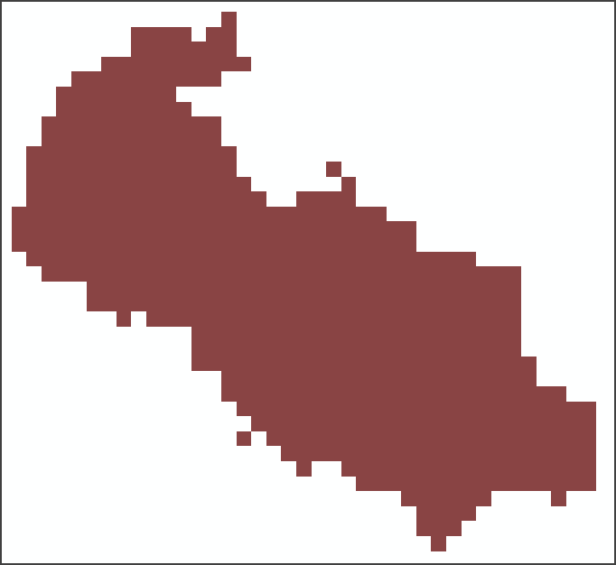 Obrázek 2 Zobrazení plošného objektu v rastrovém datovém modelu. 1.