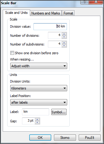 Obrázek 35 Definice grafického měřítka.