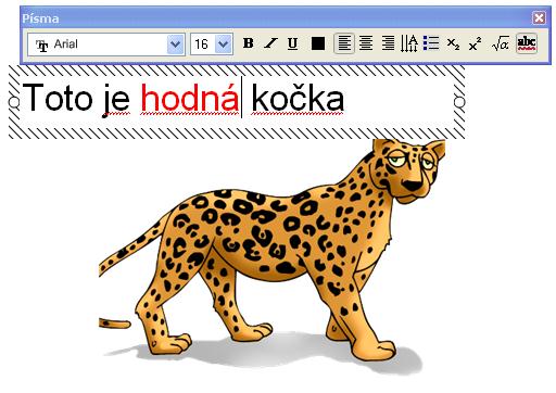 Text Vložit text můžeme buď přes volbu na panelu nástrojů, nebo jen prostě začneme psát na klávesnici (kurzor ale musí být na