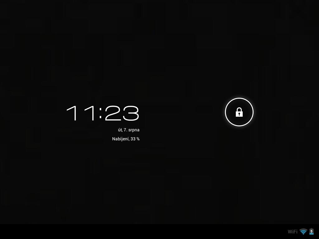 Zámek obrazovky Chcete-li tablet uzamknout, krátce stiskněte tlačítko zapnutí/vypnutí a obrazovka zčerná.