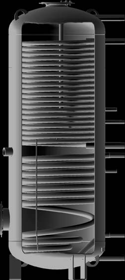 1 Přehled výbavy Zásobník s výměníkem tepla s dvojitou spirálou s velkým povrchem ermoglazura Buderus Duoclean plus a magnéziová anoda jako ochrana proti korozi Velké revizní otvory nahoře a vpředu