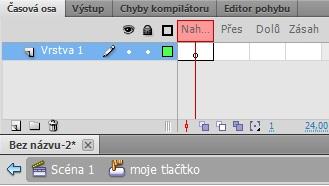 Scéna, kterou právě upravujeme na obrázku, se jmenuje moje tlačítko. Na hlavní scénu (zde Scéna1 ) se vrátíme kliknutím na příslušný název.