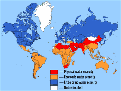 Využití vody jako zdroje: nedostatek vody