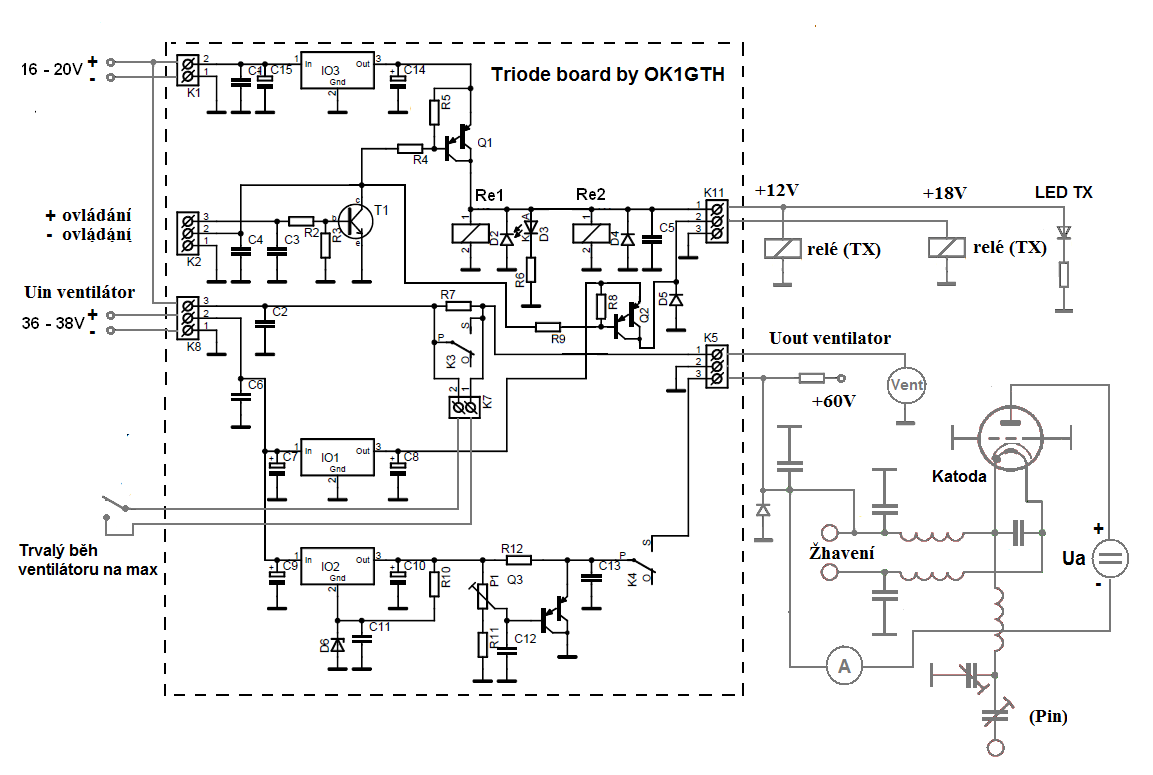 Obr.1 Schéma zapojení triode board