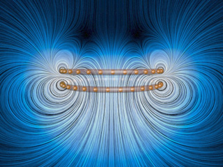 (9.9.1) 5/ 5/4 R Animace 9.6: Magnetické pole dvou cívek, potékaných opačným poudem Animace zachycená na obázku 9.9.6 ukazuje magnetické pole dvou cívek stejných, jako byly Helmholtzovy, ale nyní jimi potékají poudy navzájem v opačných směech.