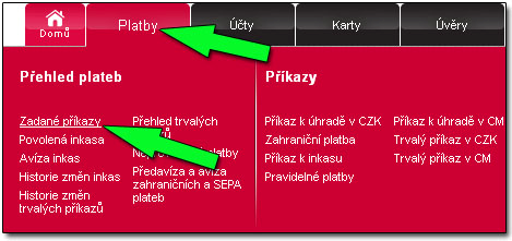 Ověření stavu odeslaných transakcí 1.