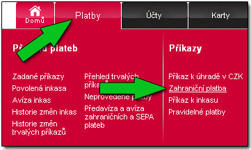 Zadání zahraniční platby 1.