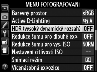 Při fotografování vysoce kontrastních objektů vyberte vyšší hodnoty, ale mějte na paměti, že výběr vyšší než potřebné hodnoty nemusí mít požadované výsledky; je-li zvolena možnost Automaticky,