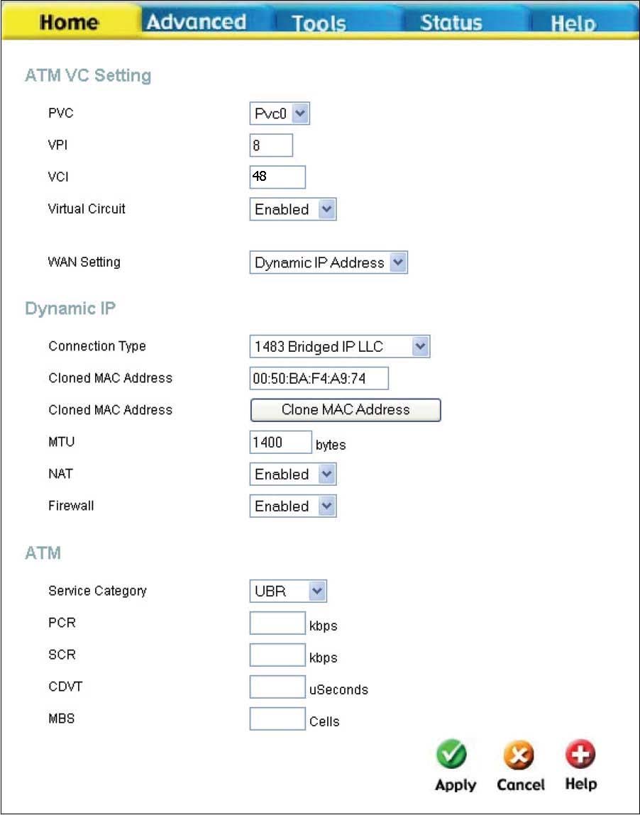 Dynamic IP Address (Dynamická IP adresa) Připojení s dynamickou IP adresou nakonfiguruje směrovač tak, aby získával svoji globální IP adresu z DHCP serveru v síti ISP.