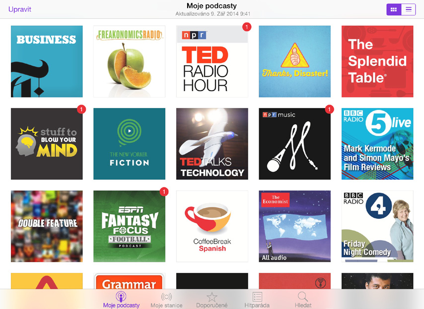 Zobrazení vašich odběrů a stažených podcastů Uspořádání a Procházení automatická seznamů podcastů aktualizace oblíbených položek Stahování podcastů a epizod Objevování podcastů: Klepněte na