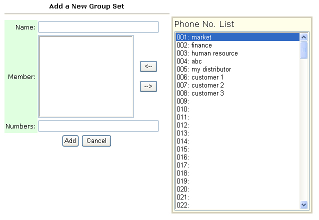 objeví se obrazovka Seznam telefonních skupin. 2.