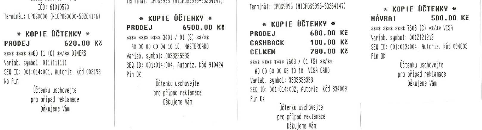 Účtenka C Prodej s využitím CashBack Účtenka D NÁVRAT A B C D První část účtenky zůstává obchodníkovi,