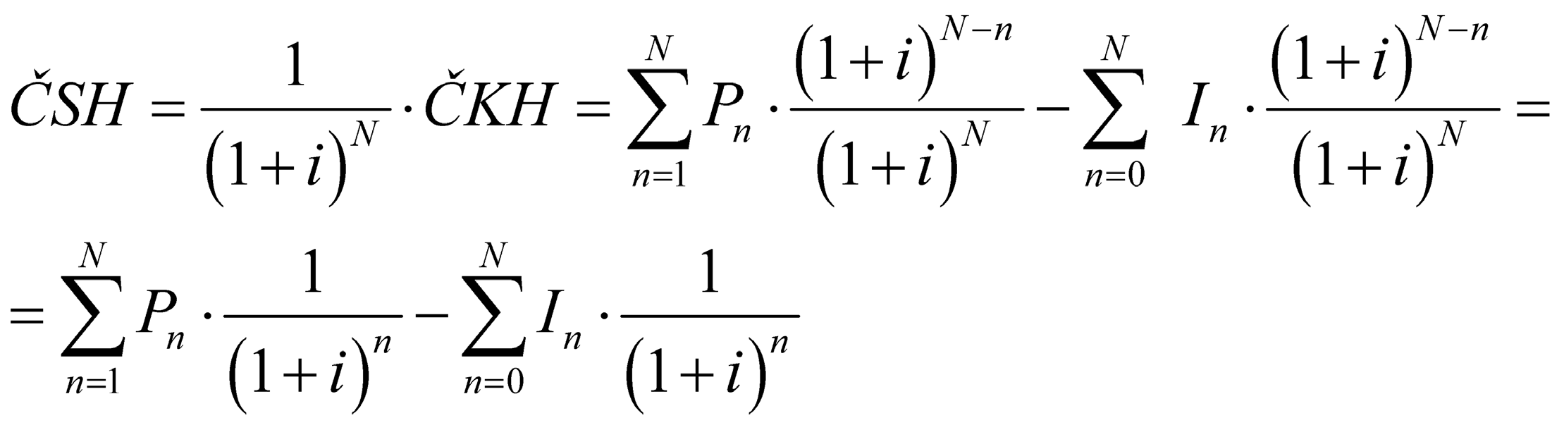 4 Čistá konečná hodnota s návratností Čistá konečná hodnota s preferencí návratnosti ve své matematické podstatě počítá plochu mezi kumulovanými úročenými