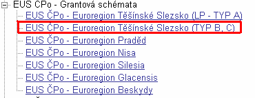 Otevře se seznam formulářů, které jsou k dispozici: Pokud chceme vybrat již existující