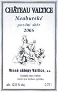 Evidenční číslo vína: 13 Neuburské 2006 pozdní sběr Mikulovská Valtice Knížecí vyhlídka hlinitá 3. 10.