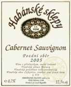 Evidenční číslo vína: 80 Cabernet Sauvignon 2005 pozdní sběr Velkopavlovická Čejkovice Stará Hora černozem se spraší 1. 11.