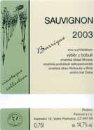 Evidenční číslo vína: 44 Sauvignon - barrique 2003 výběr z bobulí Velkopavlovická Klobouky u Brna Ostrá hlinito-písčitá 30. 10.