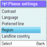 3) Stiskněte a pro výběr Phone settings (Nastavení telefonu).