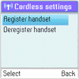 Poznámka: 4) Stiskněte a nebo pouze Register handset (Registrovat sluchátko) nebo Deregister handset (Odhlásit sluchátko).