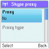 6) Stiskněte pro výběr Proxy. 7) Stiskněte a pro výběr Yes (Ano).