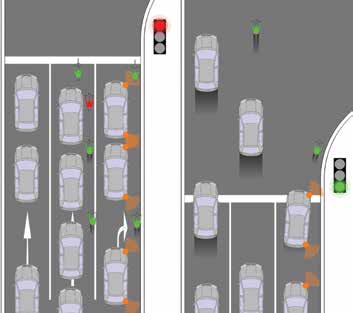 CYKLISTÉ A MOTORISTÉ VE SPOLEČNÉM PROVOZU světelné křižovatky - Při řízení provozu na křižovatce se užívá zejména světelných signálů tříbarevné soustavy s plnými signály nebo se směrovými signály