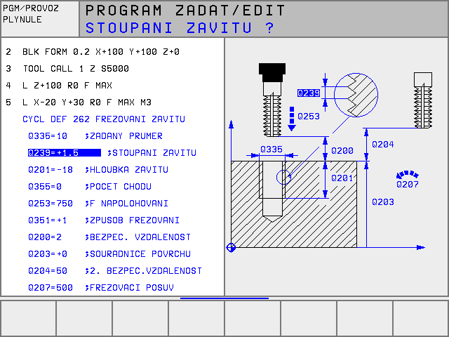 Grafická podpora při programován cyklů TNC Vám pomáhá při programován cyklů grafickým znázorněn m zadávaných parametrů.