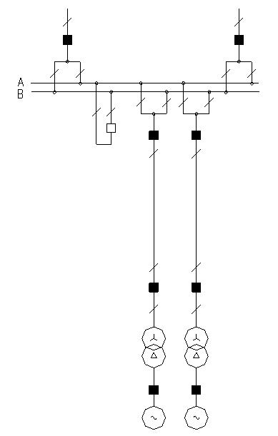 Topologie schémat Hlavní rozvodna v elektrárně a) žádná Vyvedení výkonu je realizováno pomocí přímých