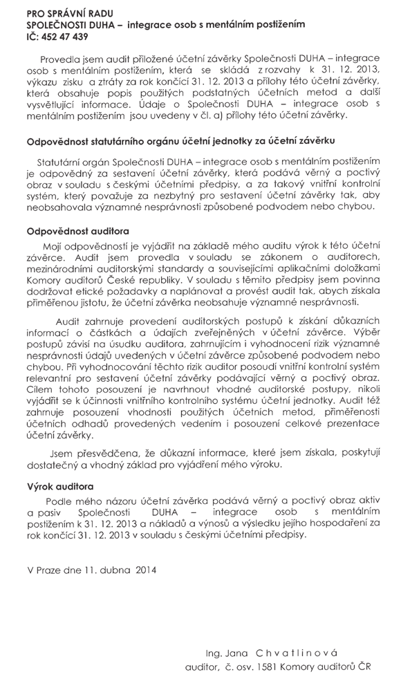 FInAnční ZPrÁvA Financování skladba nákladů za rok 2013 Materiál, energie 14,89 % 3 264 410 Služby 12,19 % 2 672 325 Osobní náklady 70,88 % 15 541 111 Ostatní náklady 2,04 % 447 766 100 % 21 925 612