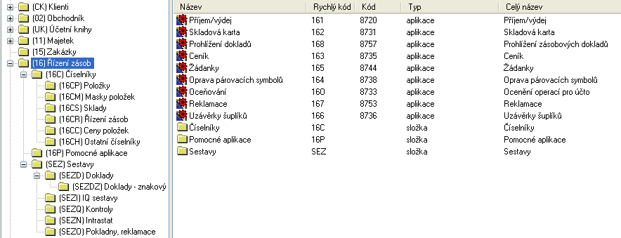 4 Struktura zásob Struktura Řízení zásob Sklady Položky Pohyby Tvorba dokladů Sestavy Převod do účta Ocenění Spojovák Použité zkratky ZO1 1065_modul_zásoby_základy_ovládání1 ZU