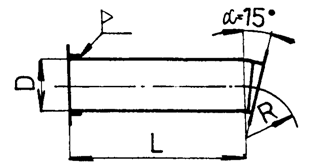 31 Oblouk s troubou s jednou pevnou lemovanou přírubou a druhou volnou úhelníkovou přírubou (α = 15 o ) Oblouk s troubou D / R / α - L KM 12 0319.35 Tab.