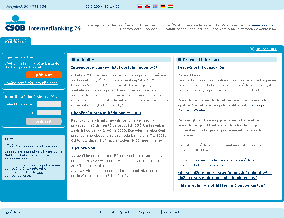 Přehled změn ve službě ČSOB InternetBanking 24 1.