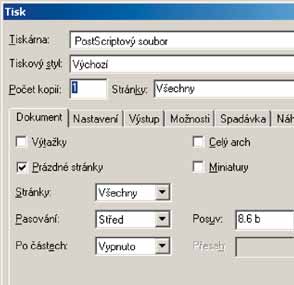 Nastavení tisku z aplikace Quark Xpress 4.0 Doporučujeme vypnout správu barev v Nastavení barev ještě před tiskem.