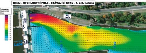 v rozsahu návrhového intervalu průtoků. Vhodným vodítkem pro odhad polohy proudnice jsou také hloubky koryta, zrnitost materiálu dna a formování štěrkových lavic.