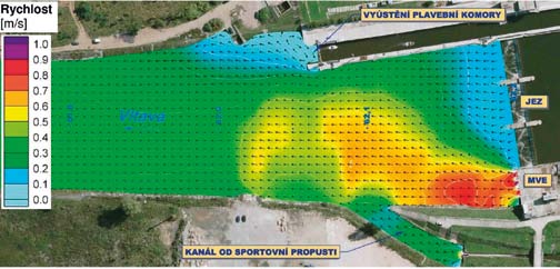 Problematické však zůstává umístění vstupu v dolní vodě a možnosti vytvoření drsného dna. Obr. 10.