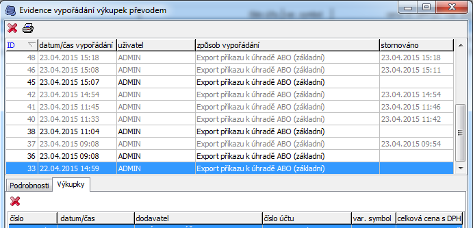 Na konci úspěšného vypořádání program nejprve nabídne zaznamenání akce do evidence vypořádání.