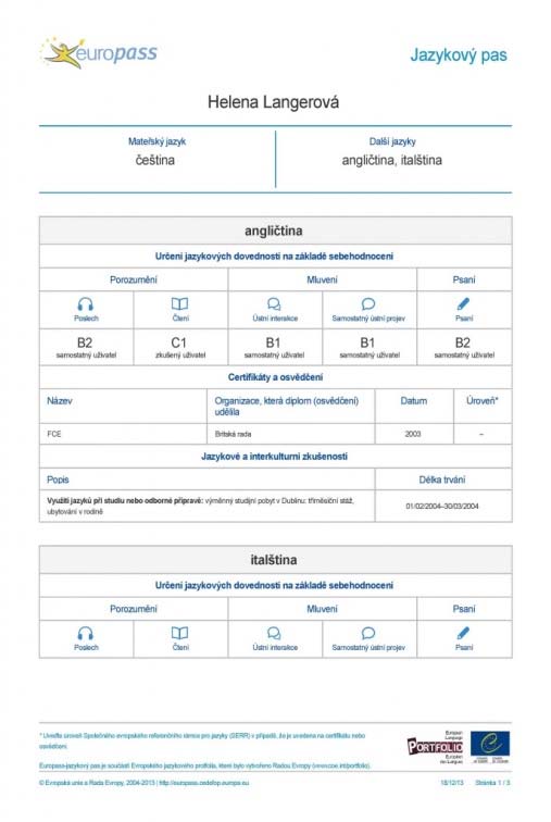 4. Přečtěte si důkladně ještě jednou všechny deskriptory pro dovednost samostatný ústní projev ve cvičení 4 a zamyslete se. Jaké deskriptory vystihují to, co v ústním projevu v cizím jazyce umíte?