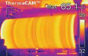 Horké místo ve svařovacím robotu Termogram válce v papírně Termogram formy Snímek asfaltové