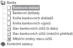 Také si můžete vytisknout soupisku Kniha bankovních dokladů, což je přehled dokladů za zadané období, který je uspořádaný podle jednotlivých bankovních účtů.