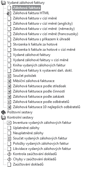 212 7 Fakturace 7 5 212 Pokud budete do konečné faktury uplatňovat zálohovou fakturu, k jejíž platbě byl vystaven daňový doklad (interní doklad), můžete uplatnit pouze částku do výše konkrétní