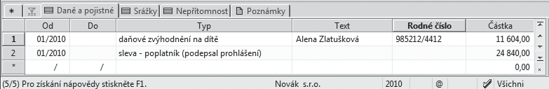 Ekonomický systém POHODA Příručka uživatele 293 Daně a pojistné Údaje pod záložkou Daně a pojistné jsou velmi důležité pro správný výpočet mezd.