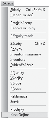 Pokud máte v agendě Kasy zadáno více Kas pro jeden počítač, zobrazí se při otevírání agendy Kasa Online dialogové okno Výběr použité Kasy Online. V něm můžete vybrat Kasu, ve které chcete pracovat.