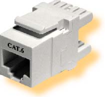6 UTP připojení vodičů od Ø 0,40 mm (AWG26) do Ø 0,57 mm (AWG23) kontakty modulu označeny barevným schématem univerzální dovoluje integrovat kabelážní systém do
