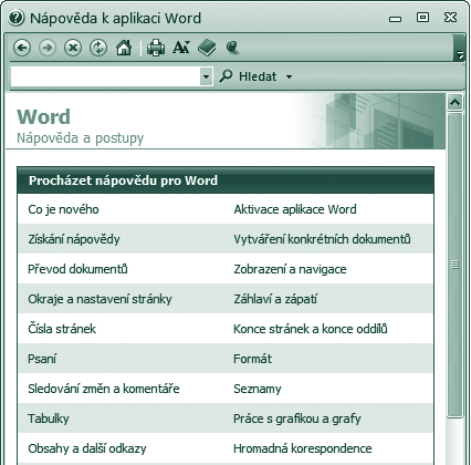 60 MODUL 3: Zpracování textu POZNÁMKA: Nápovědu zobrazíte také tlačítkem Nápověda pro Microsoft Word, které je umístěno vpravo nad pásem karet (modré kolečko s otazníkem).