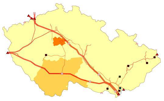 4.2 Distribuce plynu Obr. č.3 Distribuční soustava (DS) a Legenda: DS RWE GasNet DS E.