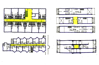 84] (Picture 2) Double-orientation unit 90 - left: The Albany Houses, New York, arch: Fellheimer, Wagner,