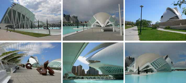 Obr. 8.: Pohľady na časti komplexu Ciudad de las Artes y las Ciencias, autor Santiago Calatrava, foto: R. Štěpánková, 2011 14.