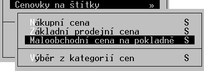 S K L A D Y Po potvrzení výše uvedené volby zadáváte pohyb v podružné jednotce, kterou program automaticky přepočte na základní jednotku.