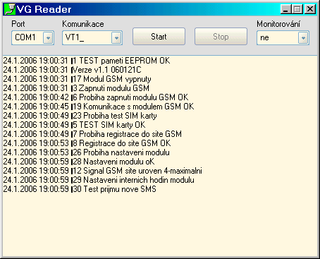 17.0 Monitorování funkce modulu VT20 Modul VT20 je vybaven SW pro monitorování funkce a stavu. K monitorování se využívá program Vgreader.exe.