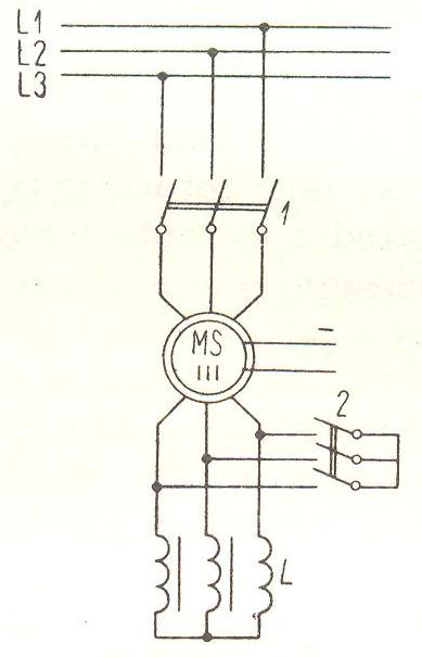 Spouštění synchronního motoru tlumivkou záběrný proud je omezen zařazením tlumivky L do statorového obvodu motoru po připojení motoru k síti