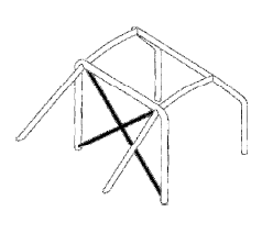 Vzpěry musí být spojeny s bočními oblouky, předním nebo hlavním obloukem na úrovni střechy. Na úrovni střechy nesmí být více než 4 rozebíratelné spoje.